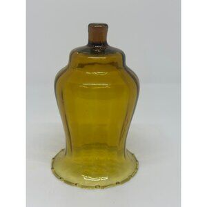 VTG Amber Glass Crimped Rim Candle Holder - 5.5" Bell Shaped Sconce